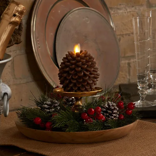 Miniatura 6 de Luminara Pinecone - Velas sin llama, con acabado marrón tiza, figuras de piña, velas LED de cera real sin perfume, funcionan