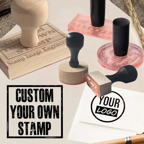 Sello personalizado con texto de logotipo, sello de goma personalizado con asa, sellos de dirección para negocios o manualidades, cuadrado de 1