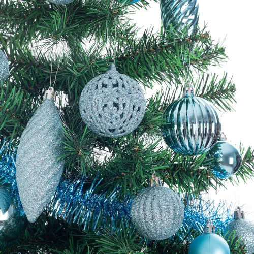 Miniatura 4 de Ogrmar Juego de adornos de bola de árbol de Navidad de 119 quilates, formas y tamaños surtidos, decoración colgante inastillable con paquete de Azul