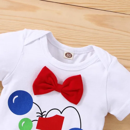 Miniatura 3 de IDOPIP Traje formal para bebé niño para el primer cumpleaños de Cake Smash con corbatín y tirantes y pantalones cortos para sesión de fotos