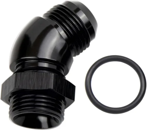 Miniatura 11 de 45 grados 4AN macho Flare a 4AN ORB puerto adaptador de flujo completo aluminio negro