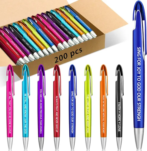 Miniatura 8 de Lincia 100 piezas de bolígrafos retráctiles de punta media para agradecimiento a empleados, bolígrafos de inspiración de tinta negra, regalos