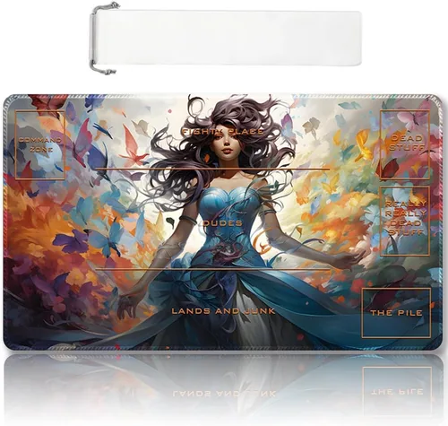 Miniatura 10 de Tapete de juego MTG cosido de alta calidad con zonas y respaldo de goma antideslizante, tapete de juego TCG para MTG y otros juegos de cartas, Dkt