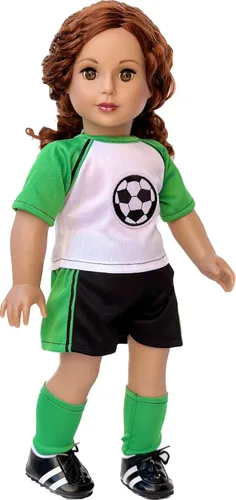 Miniatura 6 de Soccer Girl - Traje de fútbol de 4 piezas - Camisa, pantalones cortos, calcetines y zapatos - Ropa para muñecas de 18 pulgadas (toll no incluido)