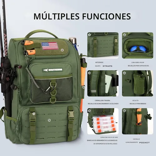 Miniatura 3 de KastKing KarryAll - Mochila para aparejos de pesca con soporte para caña, 4 cajas de aparejos, bolsa de aparejos de 40/26L, almacenamiento