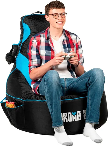 Throne Boss Funda para silla tipo puf de videojuegos para adultos con respaldo alto, color azul, funda para silla de juegos de suelo grande, tela