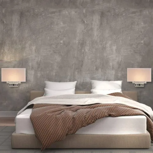 Miniatura 6 de LEDMyplace - Lámpara de pared LED de 2 luces, 120 V, base E26, cuerpo de hierro y pantalla de tela blanca, certificación UL, acabado de níquel
