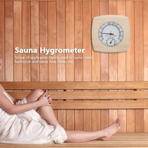 Miniatura 5 de Cyrank Higrómetro de madera para sauna termómetro e hidrómetro 2 en 1 humedad interior temperatura sauna termómetro de madera medidor de humedad