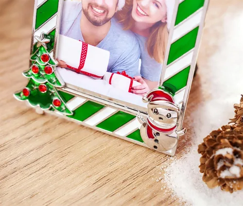 Miniatura 6 de WANSHUNLMI Marco de fotos verde 2026, marco de fotos de metal para Navidad, decoración de árbol de Navidad, mesa o árbol de Navidad, de dos maneras