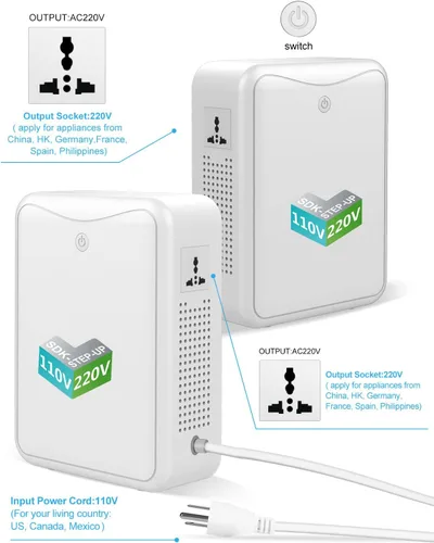 Miniatura 2 de Transformador elevador de 120 V a 240 V, convertidores de voltaje de potencia de 1000 W, sin ruido, apto para máquinas de café, ollas arroceras