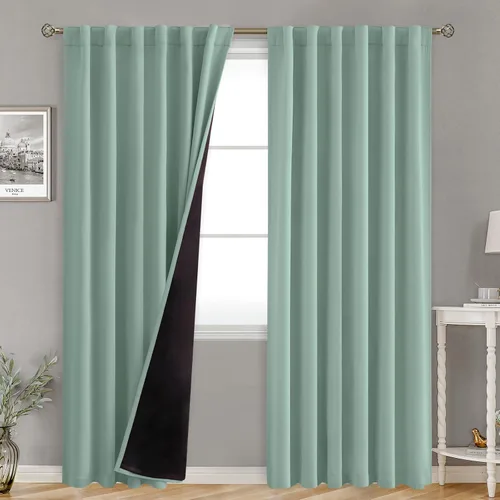 Miniatura 23 de BGment Cortinas 100% opacas beige de 63 pulgadas de largo con forro aislante térmico, bolsillo para varilla y lengüeta trasera de doble capa