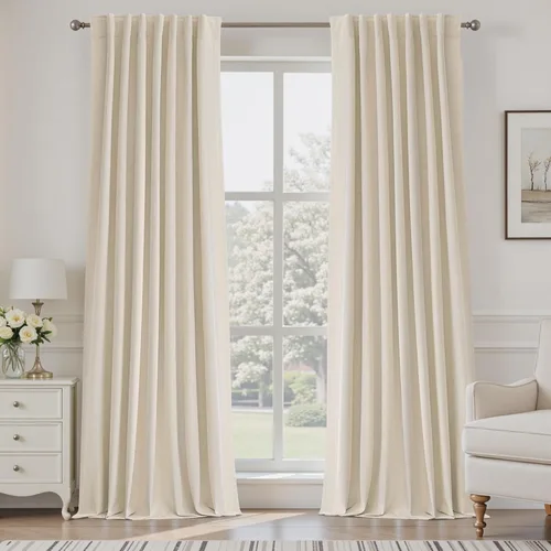 Miniatura 62 de UHITECH Cortinas cortas de lino de 24 pulgadas de largo para ventanas pequeñas de granja, cortinas opacas modernas para sala de estar, pestañas