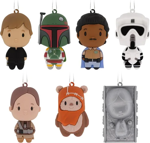 Miniatura 11 de Hallmark Star Wars: The Mandalorian - Adorno para la copa del árbol de Navidad en miniatura de 5 pulgadas y mini adornos de 1.7 pulgadas, juego de 5