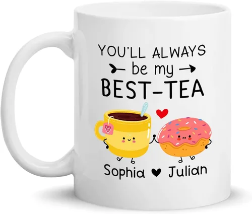 Miniatura 8 de Taza de cerámica personalizada con texto en inglés «Because Of You I Laugh A Little Harder Cry A Little Less And A Lot More», taza de café