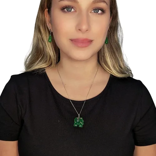 Miniatura 5 de Beaux Bijoux Collares de jade para mujer en plata de ley, collar de la buena suerte con símbolo del dragón chino FU, joyería de jade verde, regalos