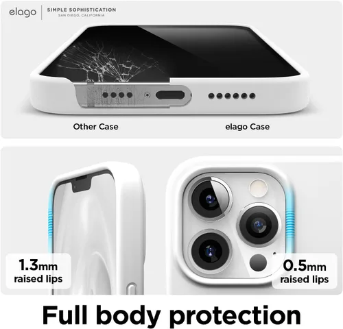 Miniatura 5 de elago Funda compatible con iPhone 13 Pro Max, de silicona líquida, protectora de cámara de cuerpo completo, a prueba de golpes, funda delgada