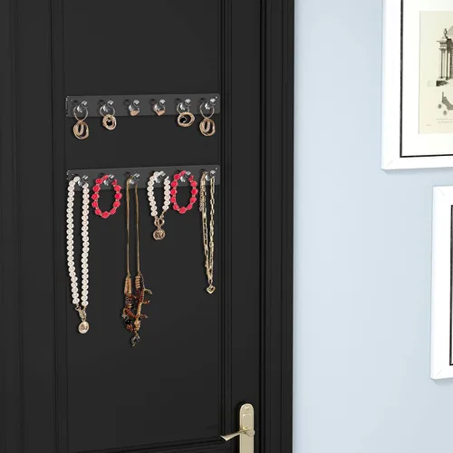 Miniatura 6 de AITEE Soporte para collares, organizador de collar acrílico montado en la pared con 6 ganchos, para colgar collares, joyas, brazaletes, pulseras