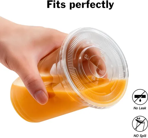 Miniatura 4 de Paquete de 100 vasos de 16 onzas con tapas y pajitas, vasos de plástico desechables con tapas, sin BPA, perfectos para café helado, frappes, batidos