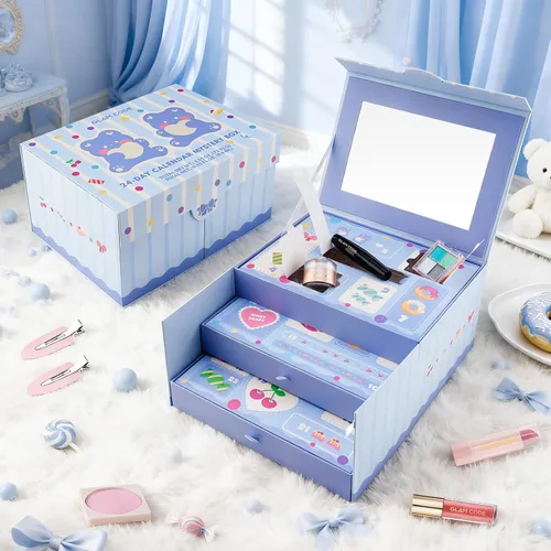 Miniatura 6 de Glam Code Calendario de Adviento de maquillaje de 24 días 2025, juego de regalo de maquillaje de belleza para adolescentes y mujeres adultas, Azul