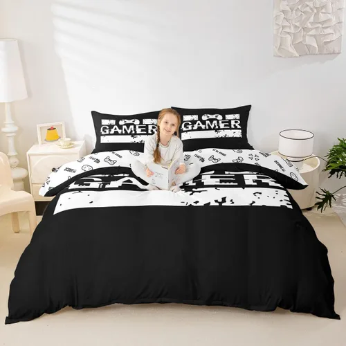Miniatura 14 de Erosebridal Juego de ropa de cama de pingüinos, funda de edredón de animales antárticos para niños y niñas, funda de edredón estilo caricatura
