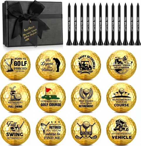 Miniatura 7 de Arrowbash Pelotas de golf de jubilación con camisetas y caja de regalo, regalos divertidos de jubilación para papá, compañeros de trabajo, golfistas