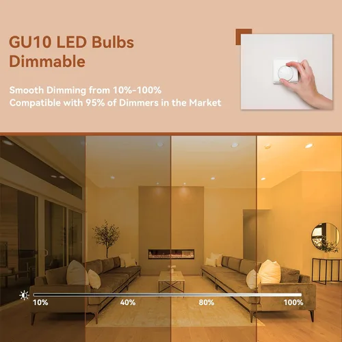 Miniatura 2 de comzler Bombilla LED GU10 regulable, equivalente a halógeno de 50 W, GU10 de 2700 K, luz blanca suave GU10, repuesto para iluminación de pista