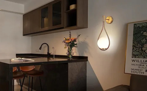 Miniatura 6 de Paquete de apliques de pared/luces de pared, no cableadas de latón dorado, lámparas de pared de globo de vidrio blanco, lámpara inalámbrica