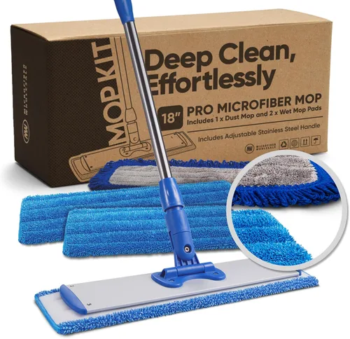 Miniatura 7 de Trapeador profesional de madera dura de 18 pulgadas, mopa seca y húmeda para pisos de madera, laminados, azulejos, vinilo, almohadillas lavables