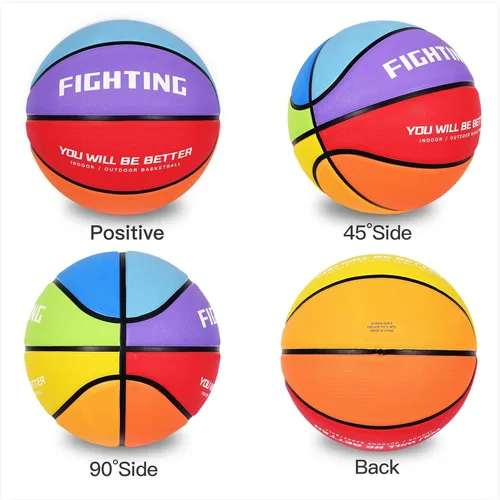 Miniatura 6 de Baloncesto de goma gruesa para niños y jóvenes, tamaño 3/4/5/6/7, para exteriores, colorido, 22/25.5/27.5/28.5/29.5 pulgadas, para regalos