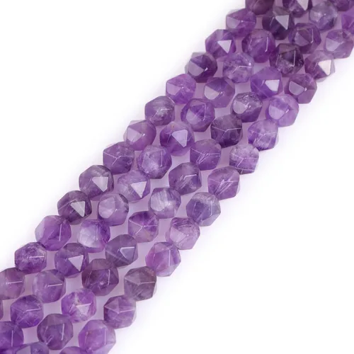 Miniatura 24 de GEM-Inside - Cuentas sueltas de amatista natural de 0.236 pulgadas (0.236 in), facetadas, color morado cuadrado, cristal de Cambay, piedra