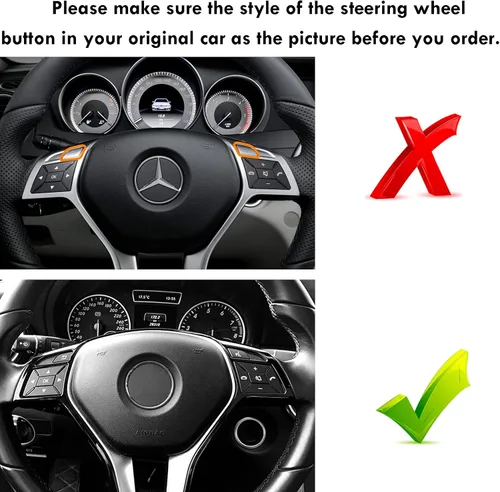 Miniatura 2 de Moonlinks Adhesivo decorativo para botón de volante compatible con Mercedes A B C E M G SL GL GLA CLA GLK SLK GLS Class, accesorios interiores