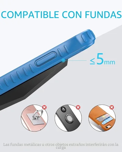 Miniatura 6 de NANAMI Cargador inalámbrico rápido con cargador de teléfono USB, soporte de carga certificado Qi con adaptador QC3.0 7.5W compatible con iPhone