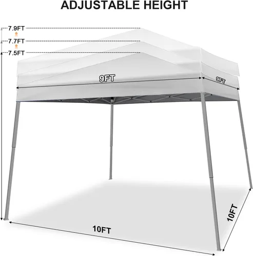 Miniatura 2 de Tienda de campaña, toldos para exteriores de 10 x 10 pies, patas inclinadas con bolsa de transporte, toldo para playa, terraza, patio trasero