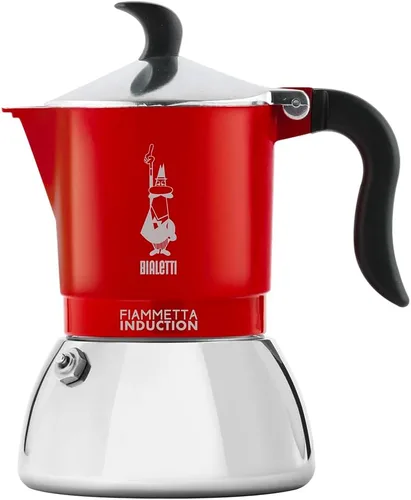 Bialetti Fiammetta - Cafetera de inducción, 2 tazas (3.4 fl oz), apta para todas las cocinas, diseño elegante, color rojo
