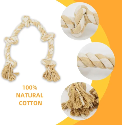 Miniatura 2 de Bmag Juguetes de cuerda para perros para masticadores agresivos, juguetes interactivos y resistentes para perros medianos y grandes, juguete de Beige