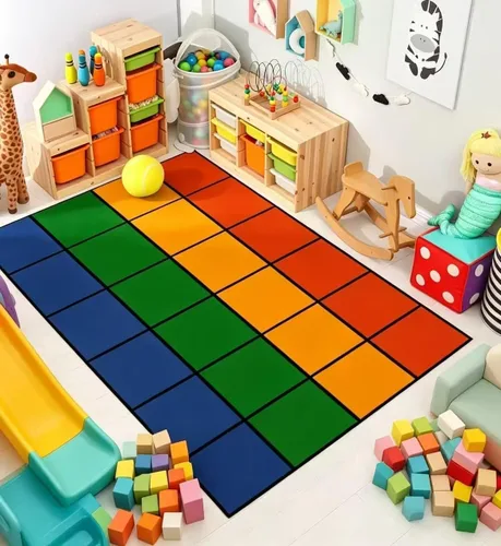 Miniatura 11 de Alfombra negra para aula, alfombra primaria de 8 x 12 pies, alfombra grande del alfabeto, 28 asientos para clase
