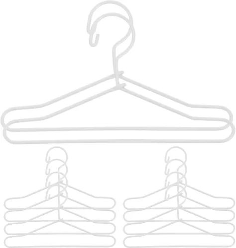 Miniatura 10 de 10 mini perchas de ropa, perchas pequeñas de metal dorado de 2.5 pulgadas para casa de muñecas, accesorios de armario de muñecas a escala 1:6