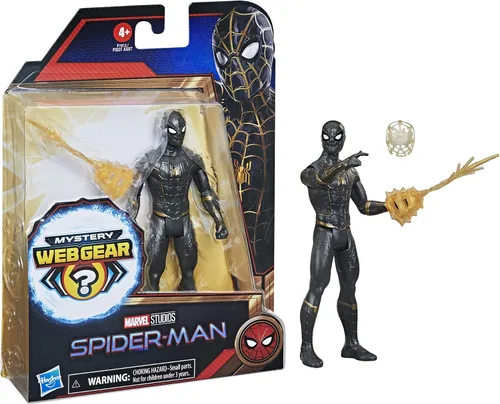 Miniatura 2 de Marvel Spider-Man - Figura de acción de Spider-Man de 6 pulgadas, color negro y dorado, incluye accesorio de armadura de equipo de red misteriosa