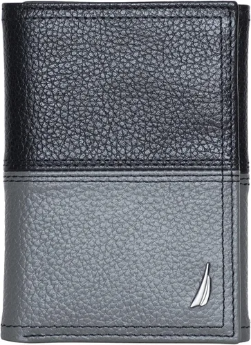 Miniatura 73 de Nautica Men's Trifold Wallet RFID Blocking Protection ID Window Card Slots Genuine Leather Durable