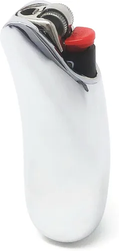 Funda de metal compatible con encendedor BIC Standard Cover Holder Bolsas para BIC Tamaño Estándar J6 de una pieza en plata brillante
