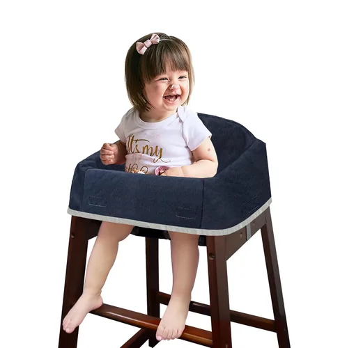 Miniatura 7 de Funda para silla alta de bebé de doble cinturón, sin plomo ni ftalatos, material resistente y robusto, funda impermeable lavable para sillas altas