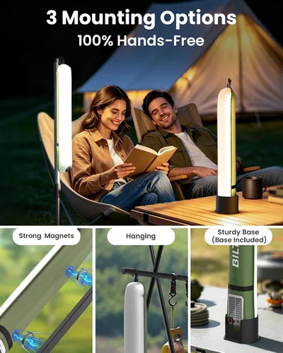 Miniatura 5 de Luces solares para campamento recargables, 4 modos de iluminación, lámpara inflable impermeable IP66 para senderismo, mochileros, supervivencia