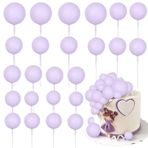 Miniatura 31 de Gyufise 30 Piezas Bolas Topper para Pastel DIY Insertables para Pastel Palillos de Bolas para Pastel Topper para Cupcakes para Fiesta de Cumpleaños