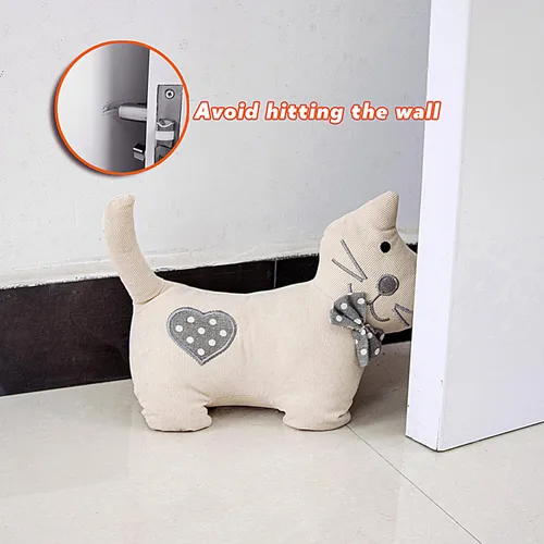 Miniatura 5 de Sanlykate Topes de puerta decorativos de tela, diseño de animales lindos de 1.8LB, topes de puerta resistentes anticolisión para el hogar, gato