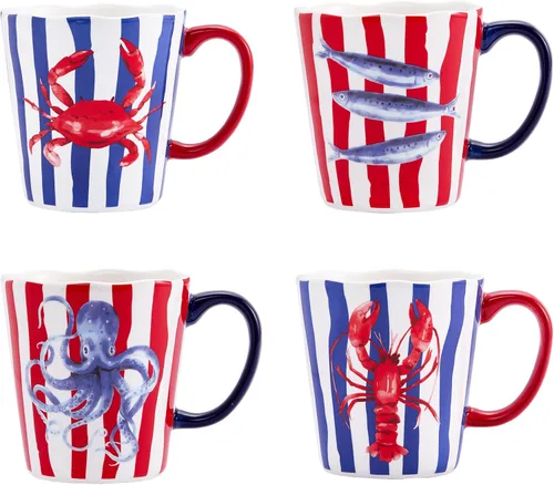 Miniatura 8 de Bico Blooming Moment - Juego de 4 tazas de café de cerámica, tazas de té grandes de 18 onzas con asa, tazas estéticas tipo latte para capuchino
