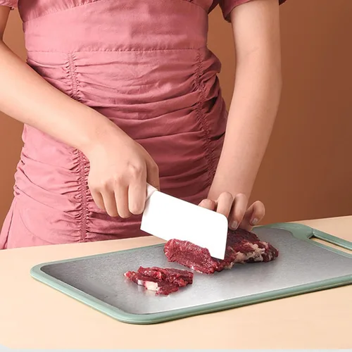 Miniatura 6 de Tabla de cortar de doble cara, tabla de cortar de acero inoxidable, tabla de cortar carne para cocina, tabla de cortar grande para frutas y verduras