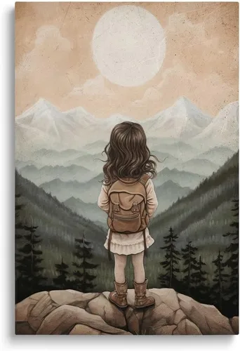 Miniatura 17 de Decoración de pared para cuarto de bebé, decoración de habitación de niño y aventura, arte de pared de montaña en acuarela para niños, decoración