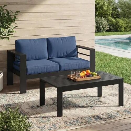 Miniatura 60 de Solaste Juego de muebles de patio de aluminio para todo tipo de clima, moderno juego de muebles de metal para exteriores con asientos profundos