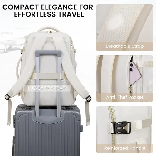 Miniatura 5 de LOVEVOOK Mochila de viaje para mujeres y hombres, mochila de transporte de 45 litros, bolsa de artículos personales con 3 cubos de embalaje, mochila