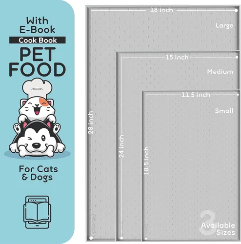 Miniatura 2 de Tapete para comida de perro y gato, bordes elevados para evitar derrames de comida y agua, impermeable, protege el piso, fácil de limpiar, de Mist